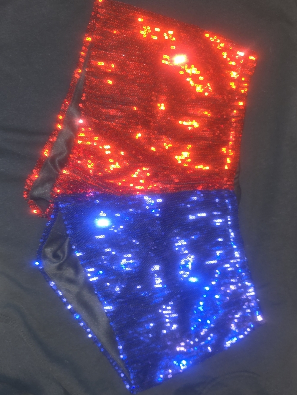 Red and Blue Sequin Shorts
